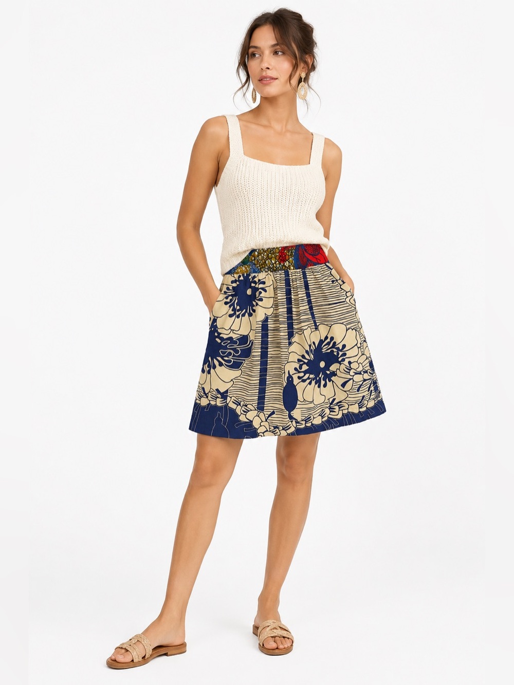 Anthropologie Made in Rwanda Cotton African Print A Line Skirt Artsy Boho XS